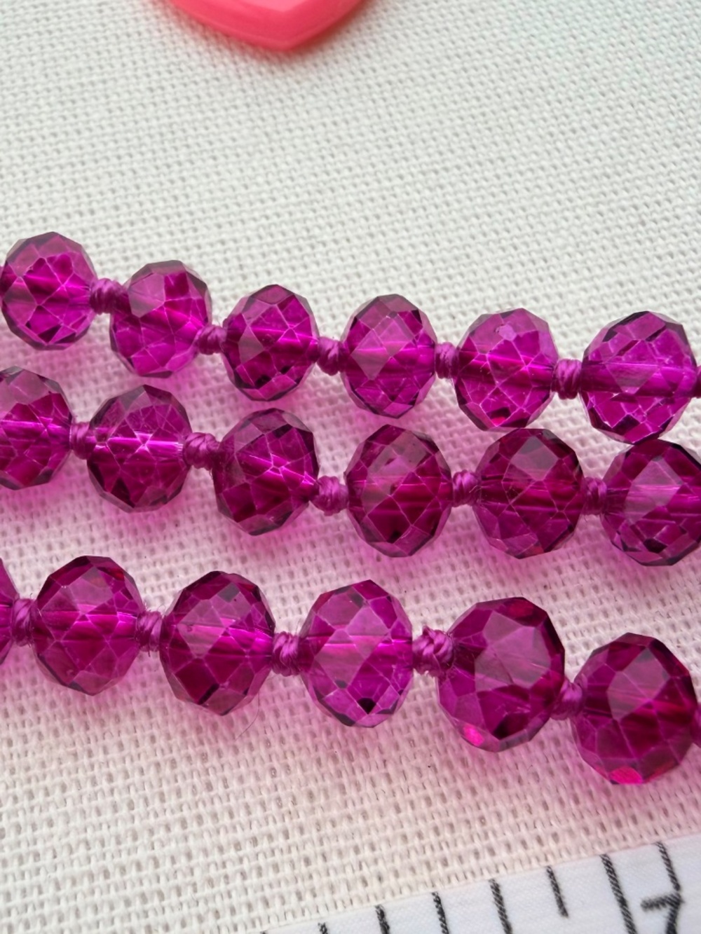 Handmade Faceted Fuchsia Bead Necklace